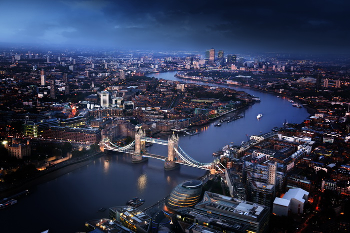 London, aerial view with Tower Bridge