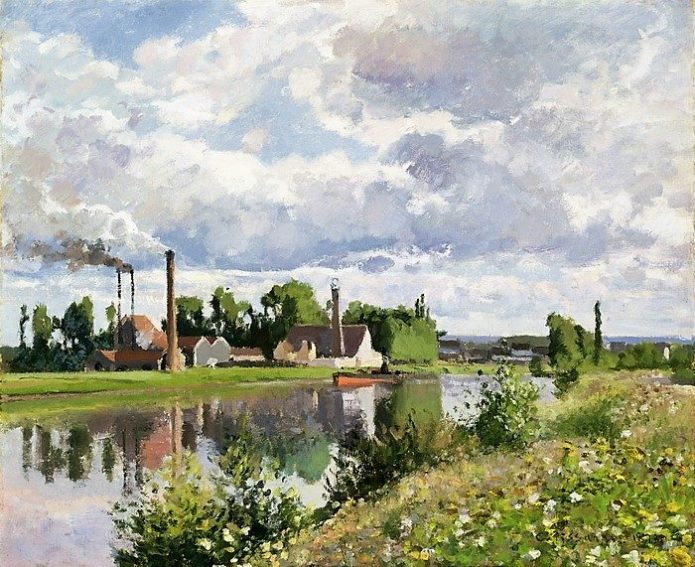 The River Oise Near Pontoise - Camille Pissarro