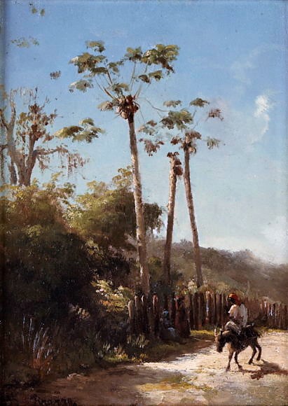 Rider and Donkey on a Road - Camille Pissarro