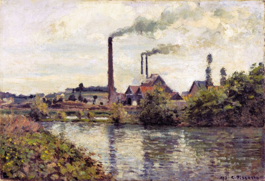 The Factory at Pontoise - Camille Pissarro