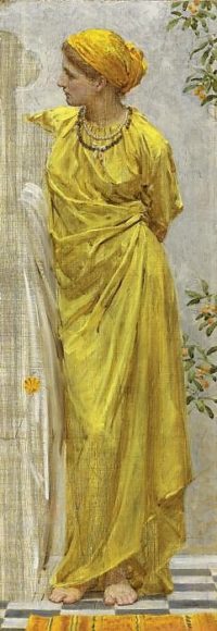 Standing Figure In Yellow And Orange - Albert Joseph Moore