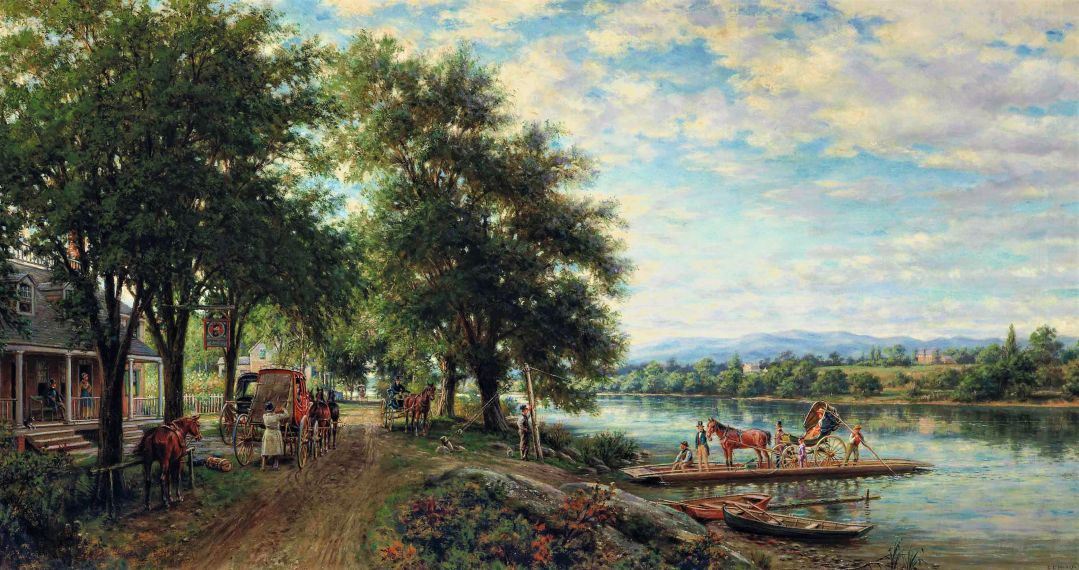The Ferry Crossing at Von Steuben Tavern - Edward Lamson Henry