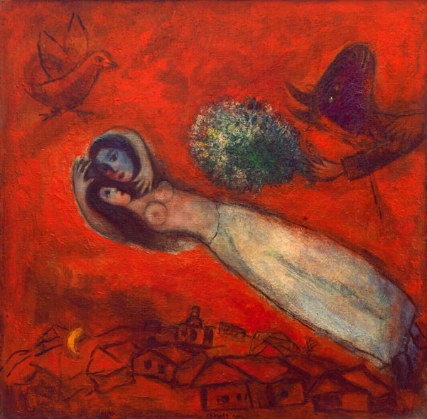 Lovers in the red sky - Marc Chagall