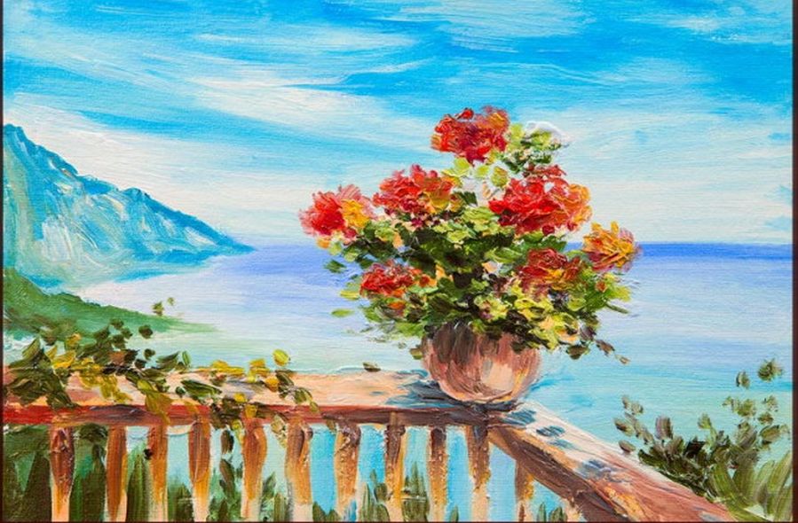 Bouquet of flowers in the Mediterranean sea