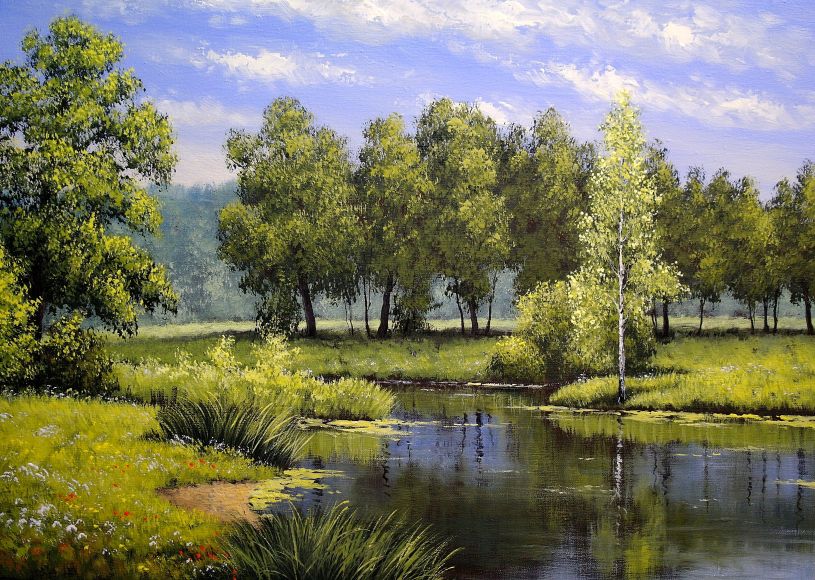 Landscape with a pond