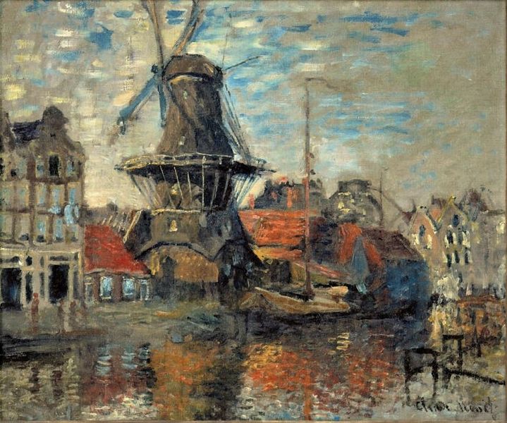 Windmill on the Onbekende Canal, Amsterdam - Claude Monet
