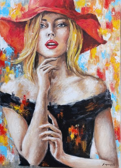 Γυναίκα με κόκκινο καπέλο