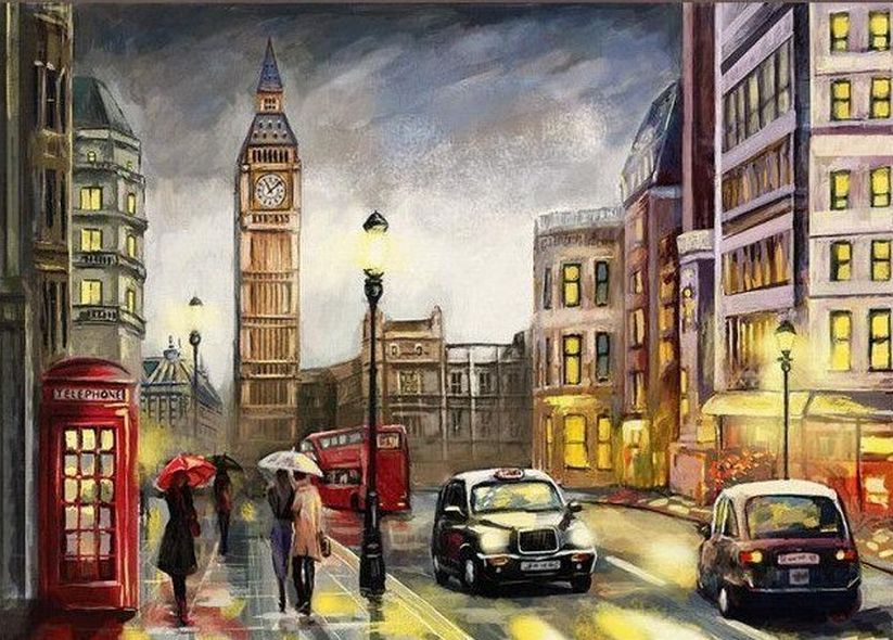 Vintage street view of London