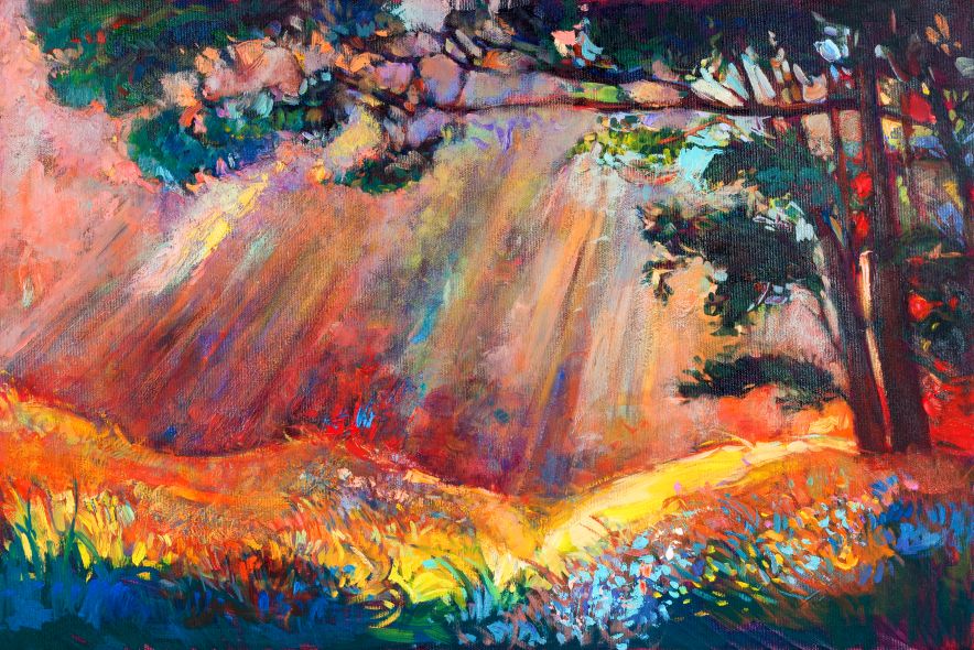 Sun Rays through a colorful landscape