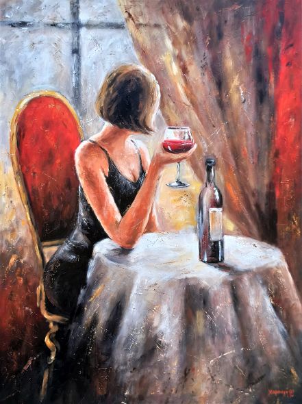 Drinking a glass of wine (03)