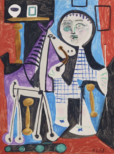Claude has two years with his horse on wheels - Pablo Picasso