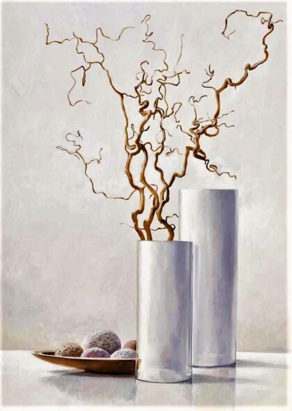 Λευκό βάζο με λουλούδια