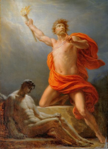 Prometheus brings fire to mankind - Heinrich Fuger