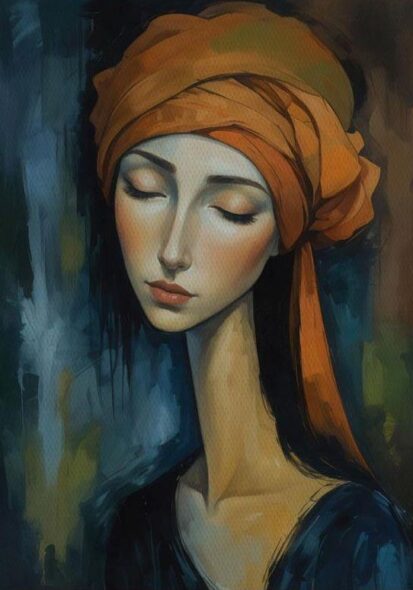Modern Modigliani female portrait (03)