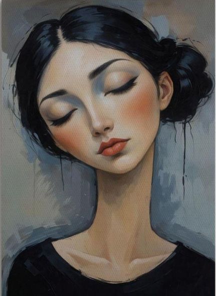 Modern Modigliani female portrait