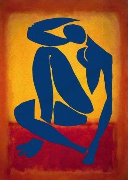 Minimal body over yellow and red (original Rothko and Matisse)