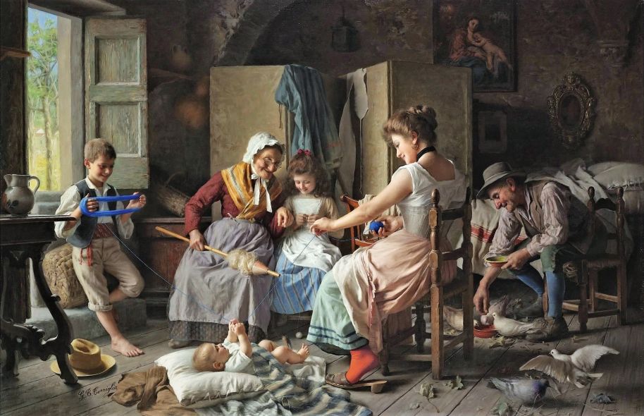 Πινακες Σε Καμβα A Happy Family - Giovany Batitista Torriglia