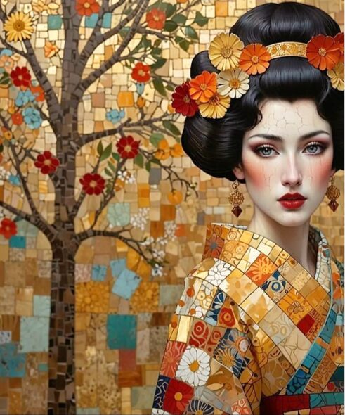 Πινακες Σε Καμβα Golden Japanese Portrait